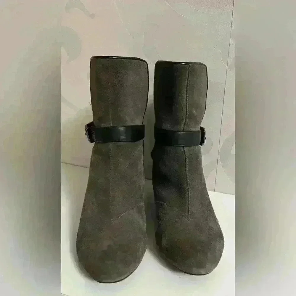 Rockport Alika Gray Suede Low Wedge Ankle Boots - Picture 3 of 7